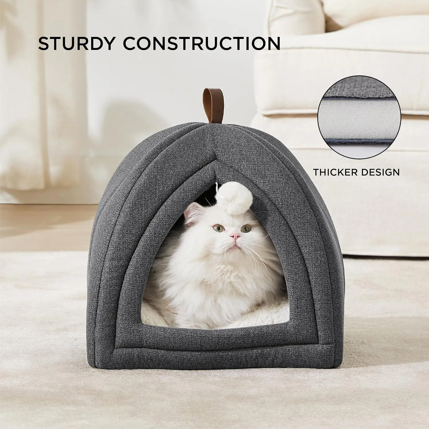 Cama en Forma de Cueva para Gatos Bedsure 2 en 1 3