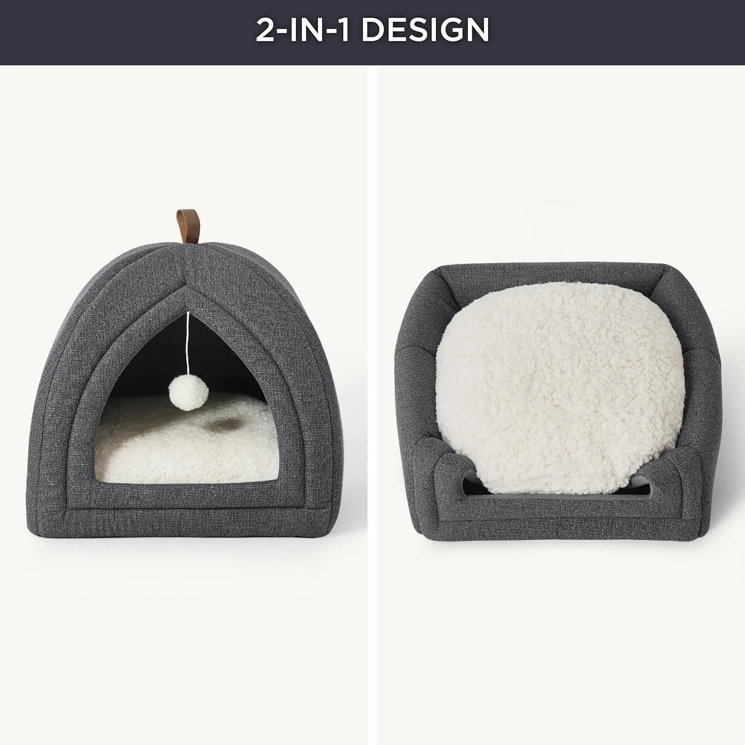 Cama en Forma de Cueva para Gatos Bedsure 2 en 1 5