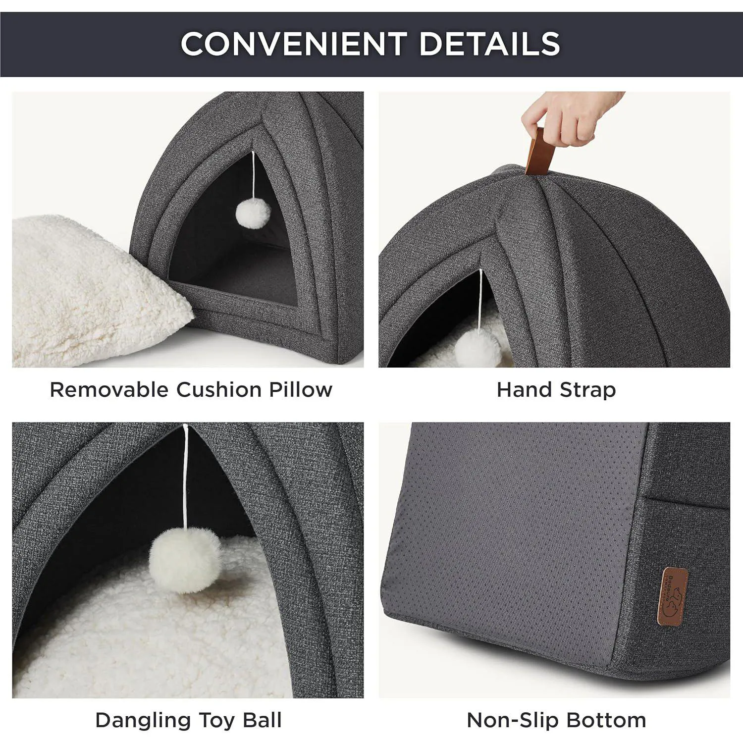 Cama en Forma de Cueva para Gatos Bedsure 2 en 1 6