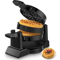 Waflera Belga HOUSNAT 1400W Doble Giro 180° con Platos Antiadherentes y Bandeja de Goteo