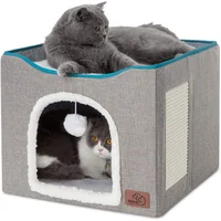 Cama para Gatos de Interior Estilo de Cueva Grande y Plegable 42x42x35 cm Color Gris