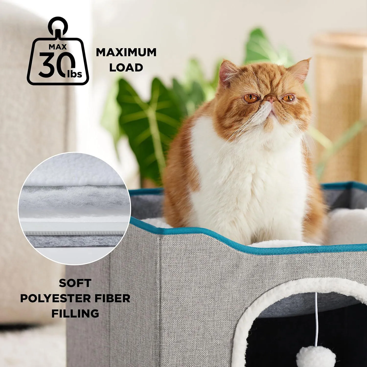 Cama para Gatos de Interior Estilo de Cueva Grande y Plegable 42x42x35 cm Color Gris