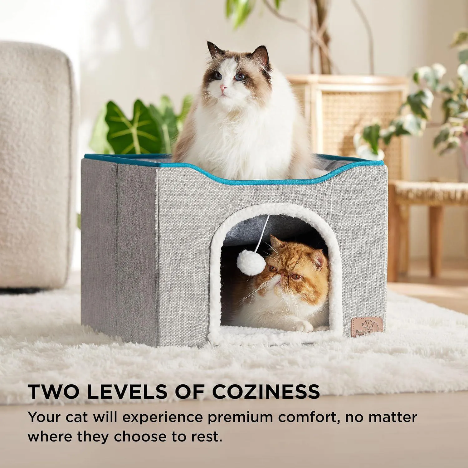 Cama para Gatos de Interior Estilo de Cueva Grande y Plegable 42x42x35 cm Color Gris 3