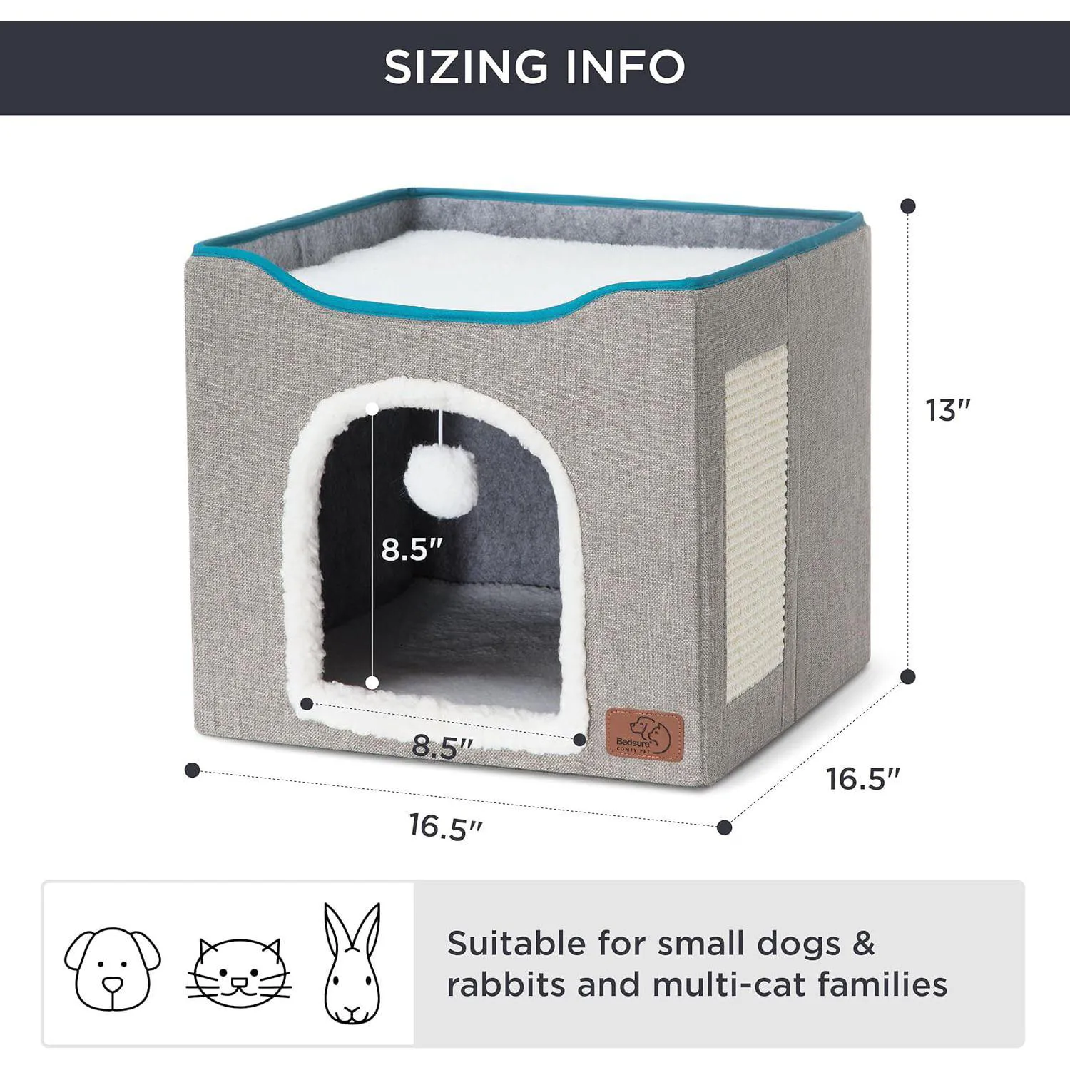 Cama para Gatos de Interior Estilo de Cueva Grande y Plegable 42x42x35 cm Color Gris 6