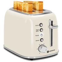 Tostadora de 2 Rebanadas Aigostar 800W Acero Inoxidable Ranuras Extra Anchas Retro con 6 Niveles de Dorado