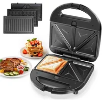 Sandwichera Panini Press Grill Aigostar 3 en 1 con Placas Antiadherentes Extraíbles 750W