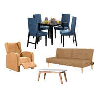 All Star Juego de Sala Otoño sofá Cama Beige + Comedor 4 Puestos + Mesa Auxiliar + Sillón Reclinable Beige