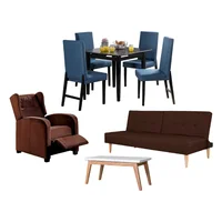 All Star Juego de Sala Otoño sofá Cama Chocolate + Comedor 4 Puestos + Mesa Auxiliar + Sillón Reclinable Chocolate