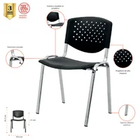 Silla interlocutora Estructura Cromo Negro Mundial De Sillas
