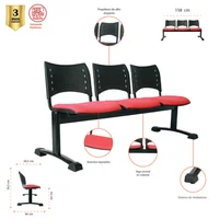 Tandem Smart Cromo Asiento Tapiz 3 Puestos