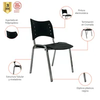 Silla interlocutora Estruct Cromo Negro Mundial De Sillas Smart