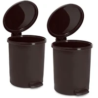 Kit X2 Papelera Circular Con Pedal 13l ? Diseño Moderno Café