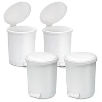 Kit X4 Papelera Circular Con Pedal 13l Diseño Moderno Blanco