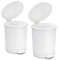 Kit X2 Papelera Circular Con Pedal 13l ? Diseño Moderno Blanco