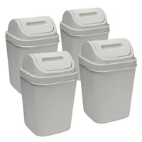 Kit X4 Cesto de Basura 15l Con Tapa Vaivén - Caneca Plástica Gris