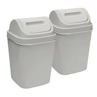 Kit X2 Cesto de Basura 15l Con Tapa Vaivén - Caneca Plástica Gris