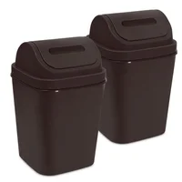 Kit X2 Cesto de Basura 15l Con Tapa Vaivén - Caneca Plástica Café