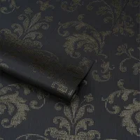 Papel de Colgadura Negro Damasco 53cmx10mt
