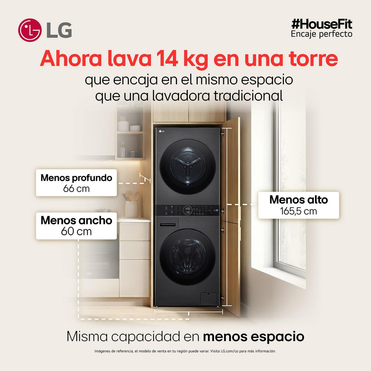 LG - Torre de Lavado Carga Frontal 14 Kg Washtower Mini Ai Dd Wk14bs6r