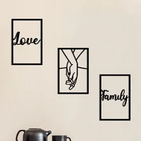 Set 3 Cuadros Family Love Negro