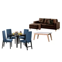 Juego de Sala Invierno sala en L Chocolate Derecha + Comedor 4 Puestos + Mesa Auxiliar