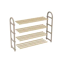 Zapatero de 4 Niveles 64x51x18 cm Madera Pino con Soporte Beige
