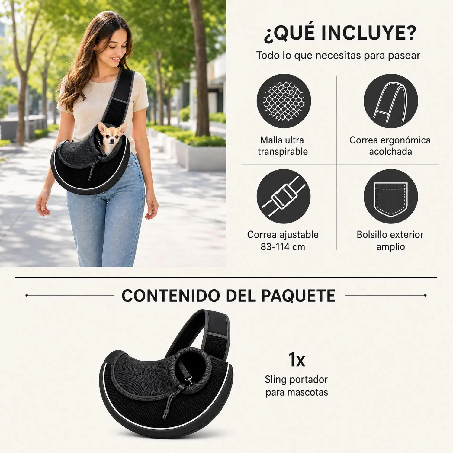 Bolso Cargador Maletín Perro Gato Talla S Color Gris 4