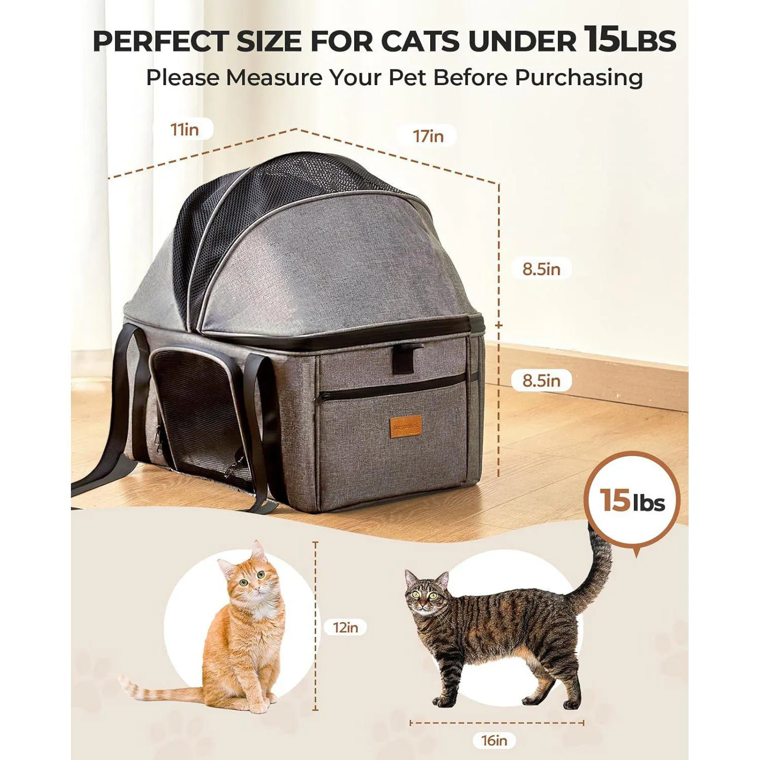 Guacal Expandible Para Mascotas Plegable Con Toldo Superior y Bolsillos Laterales