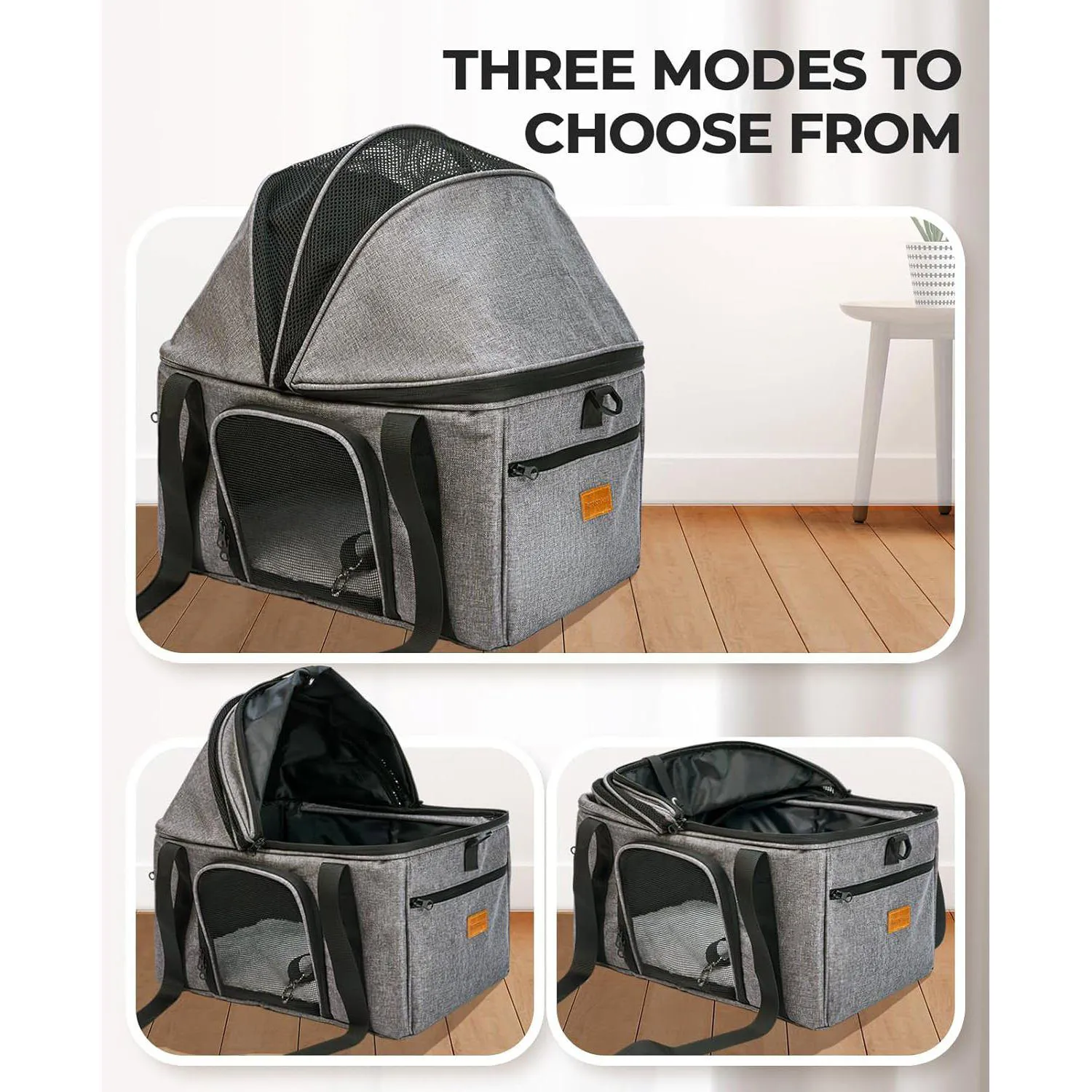 Guacal Expandible Para Mascotas Plegable Con Toldo Superior y Bolsillos Laterales 5