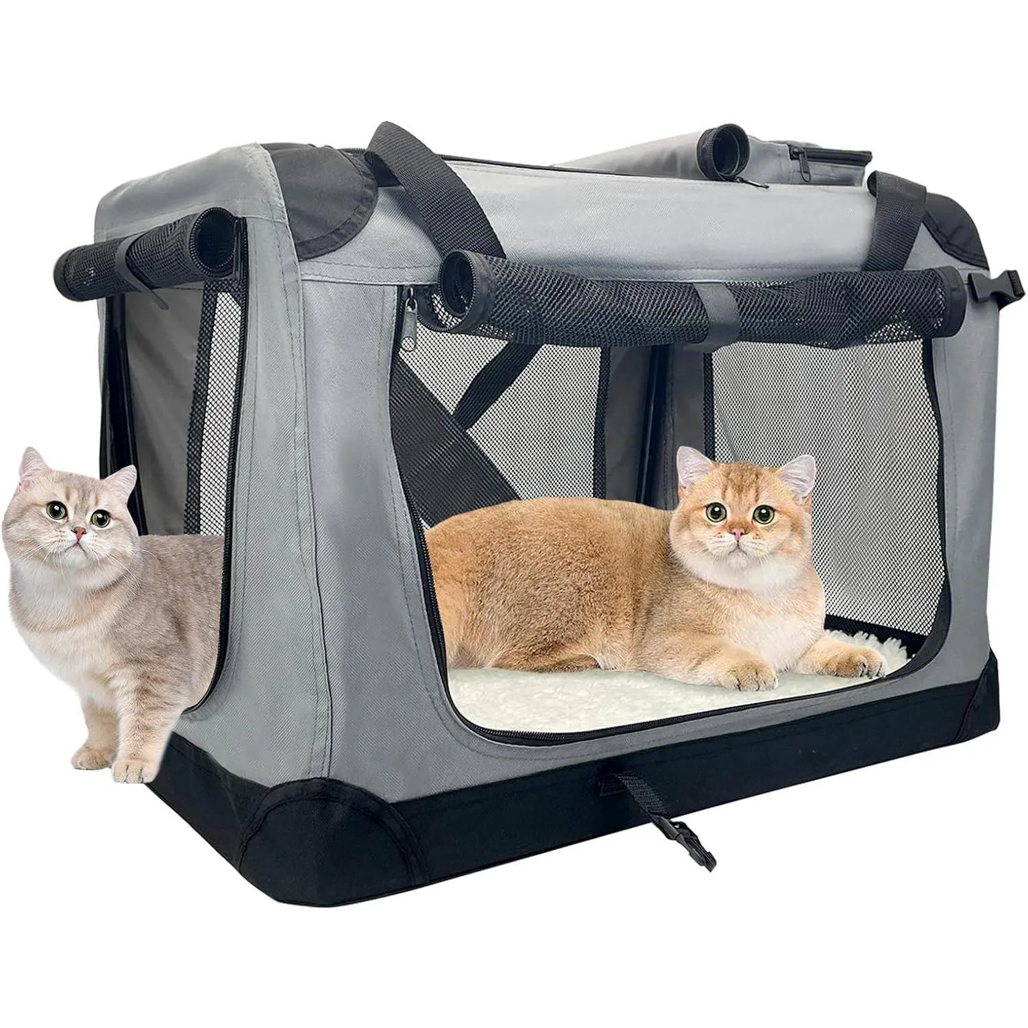Guacal Grande para Mascotas Plegable y Transpirable con Acceso Superior