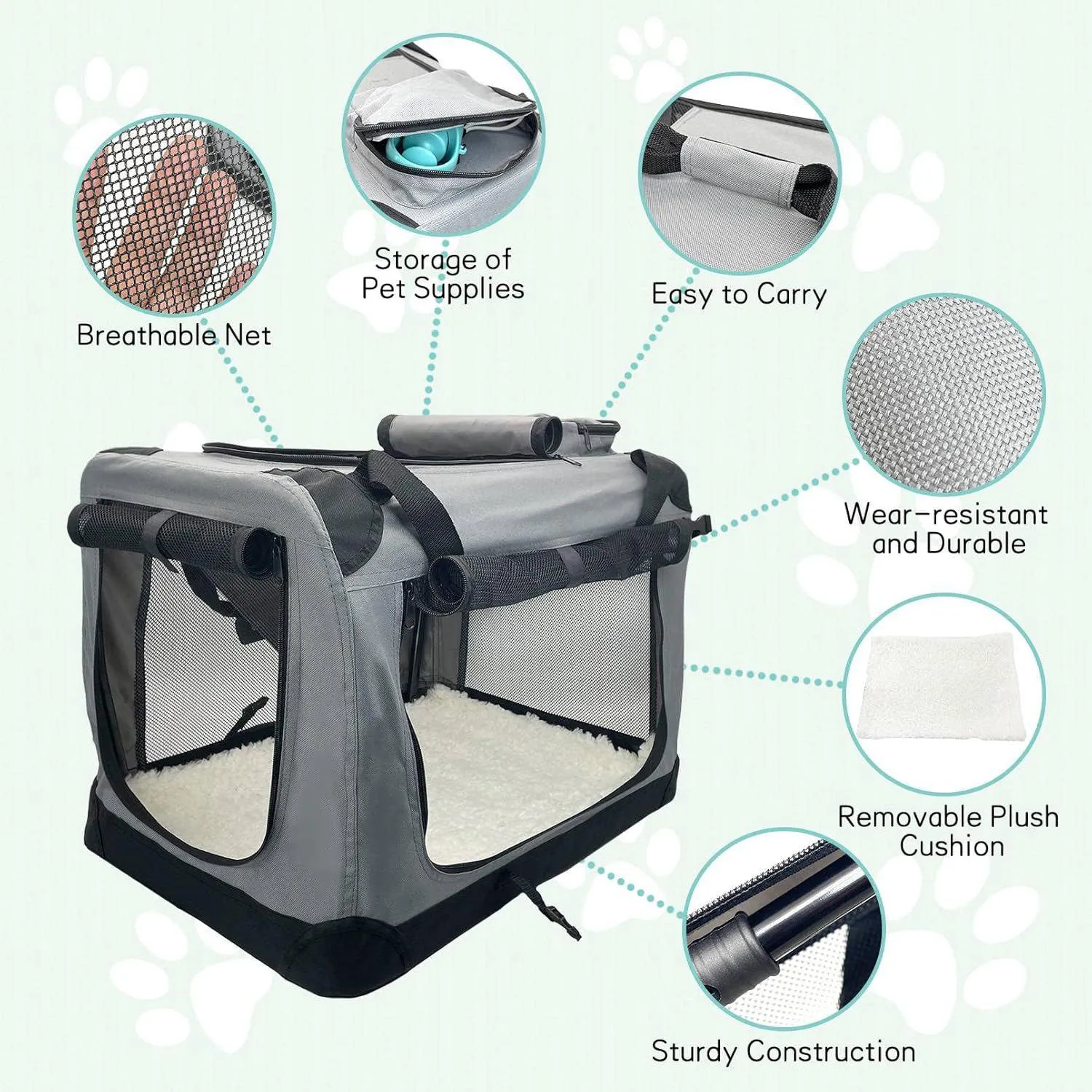 Guacal Grande para Mascotas Plegable y Transpirable con Acceso Superior 3