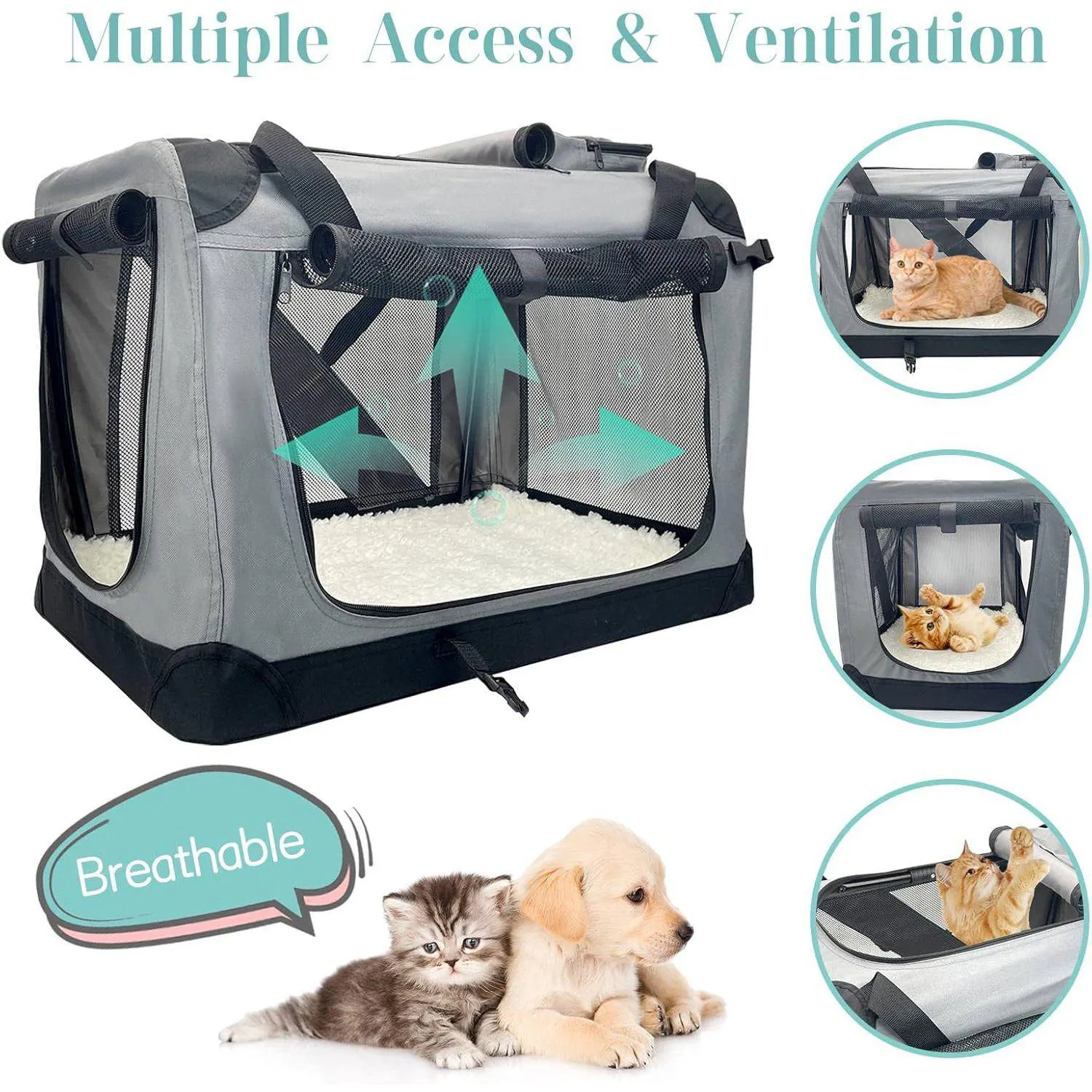 Guacal Grande para Mascotas Plegable y Transpirable con Acceso Superior 4