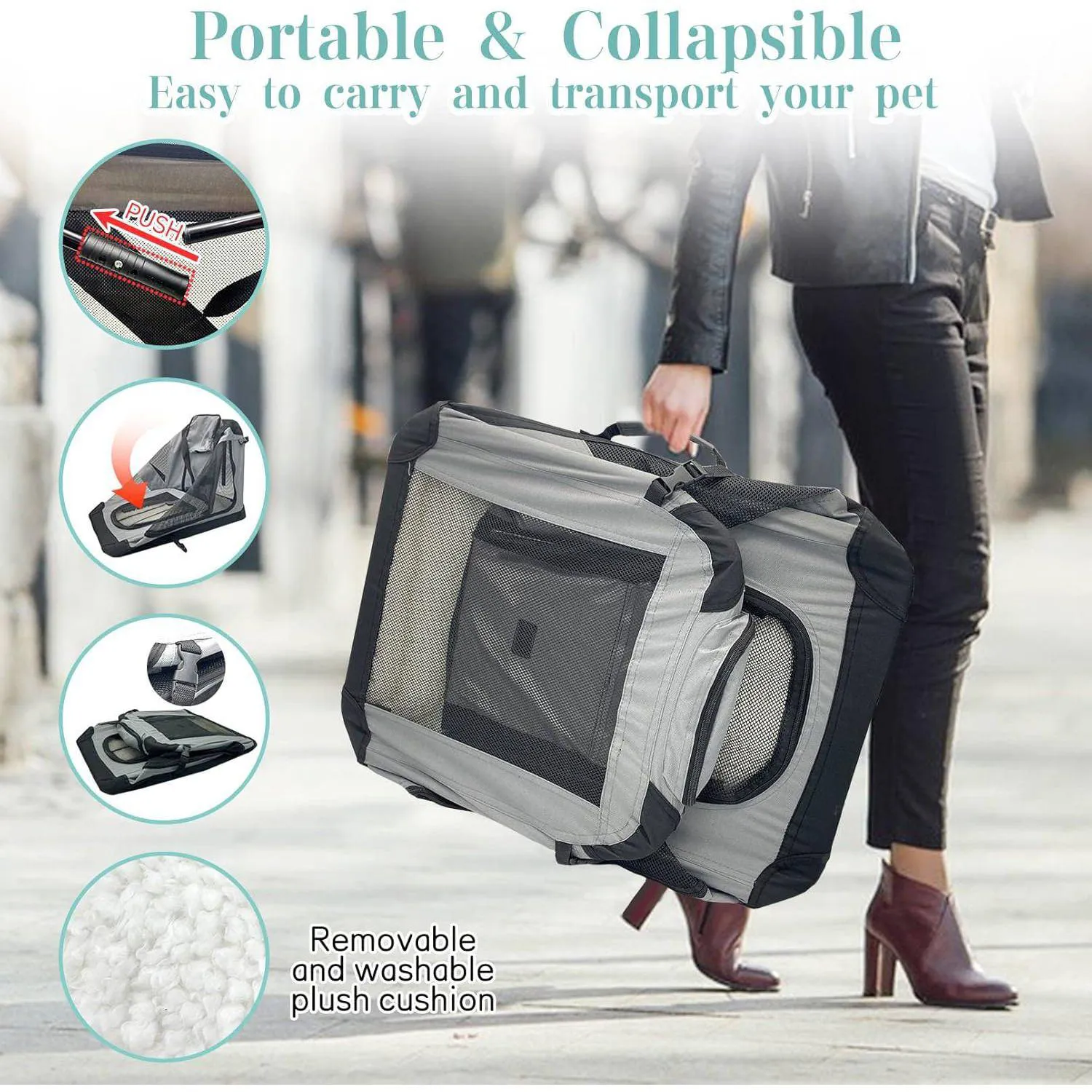 Guacal Grande para Mascotas Plegable y Transpirable con Acceso Superior 5