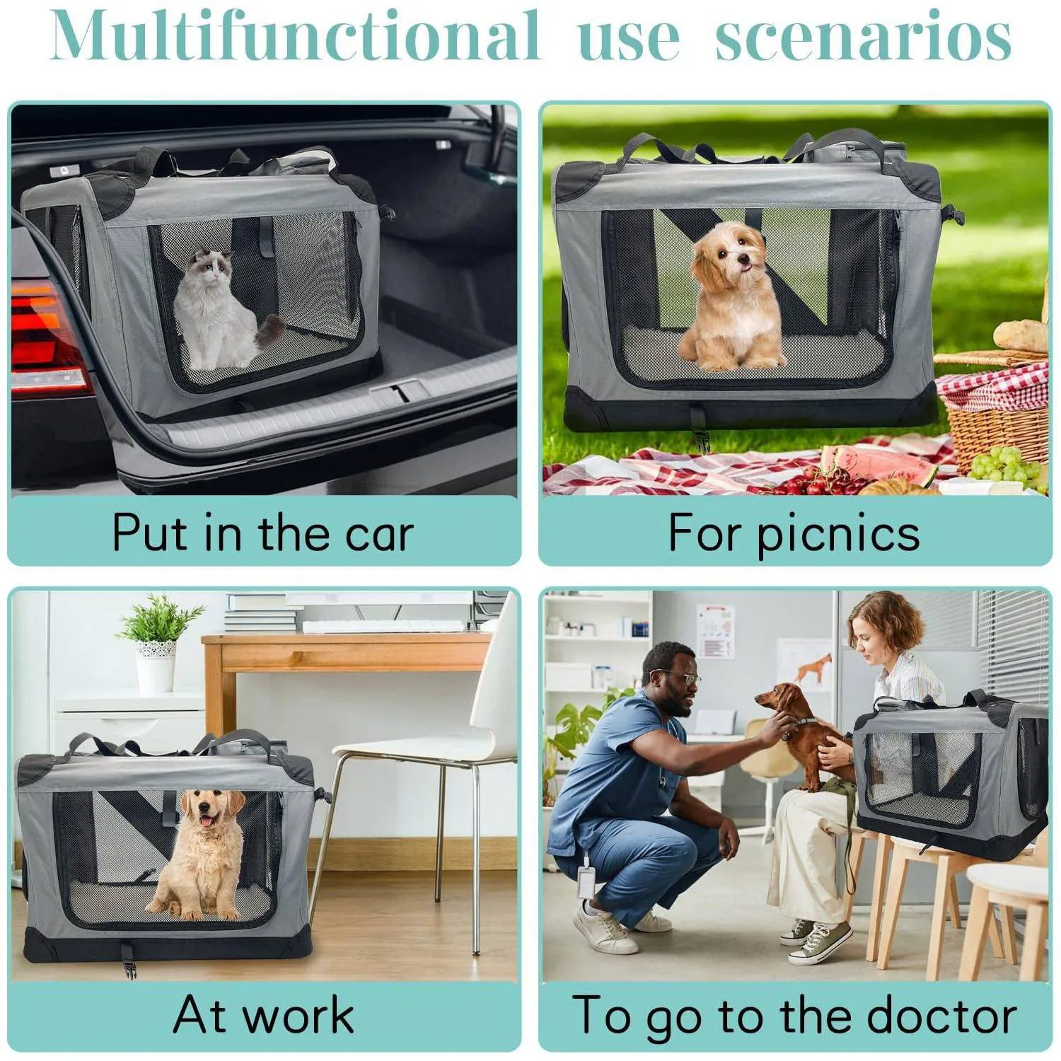 Guacal Grande para Mascotas Plegable y Transpirable con Acceso Superior 6