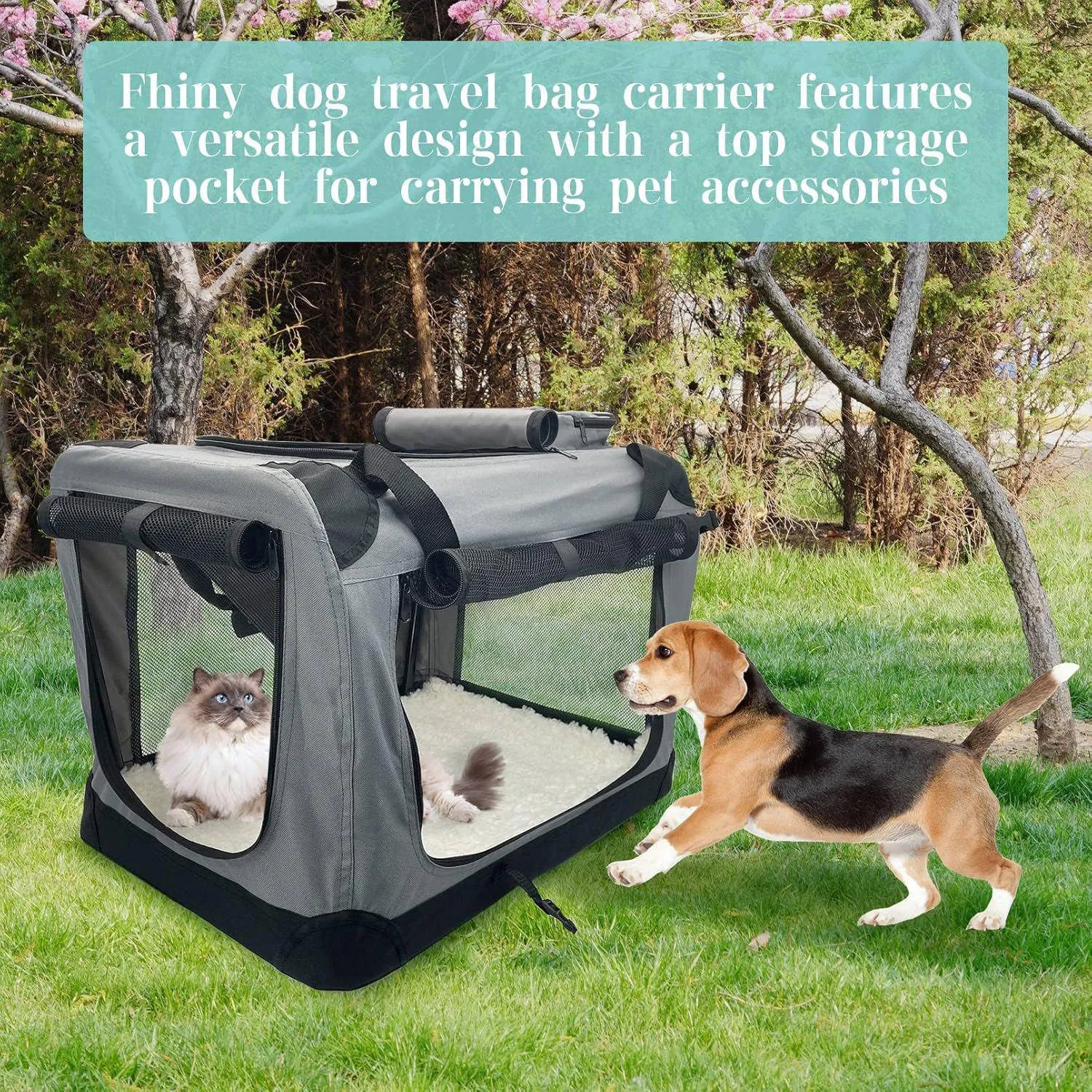 Guacal Grande para Mascotas Plegable y Transpirable con Acceso Superior 7