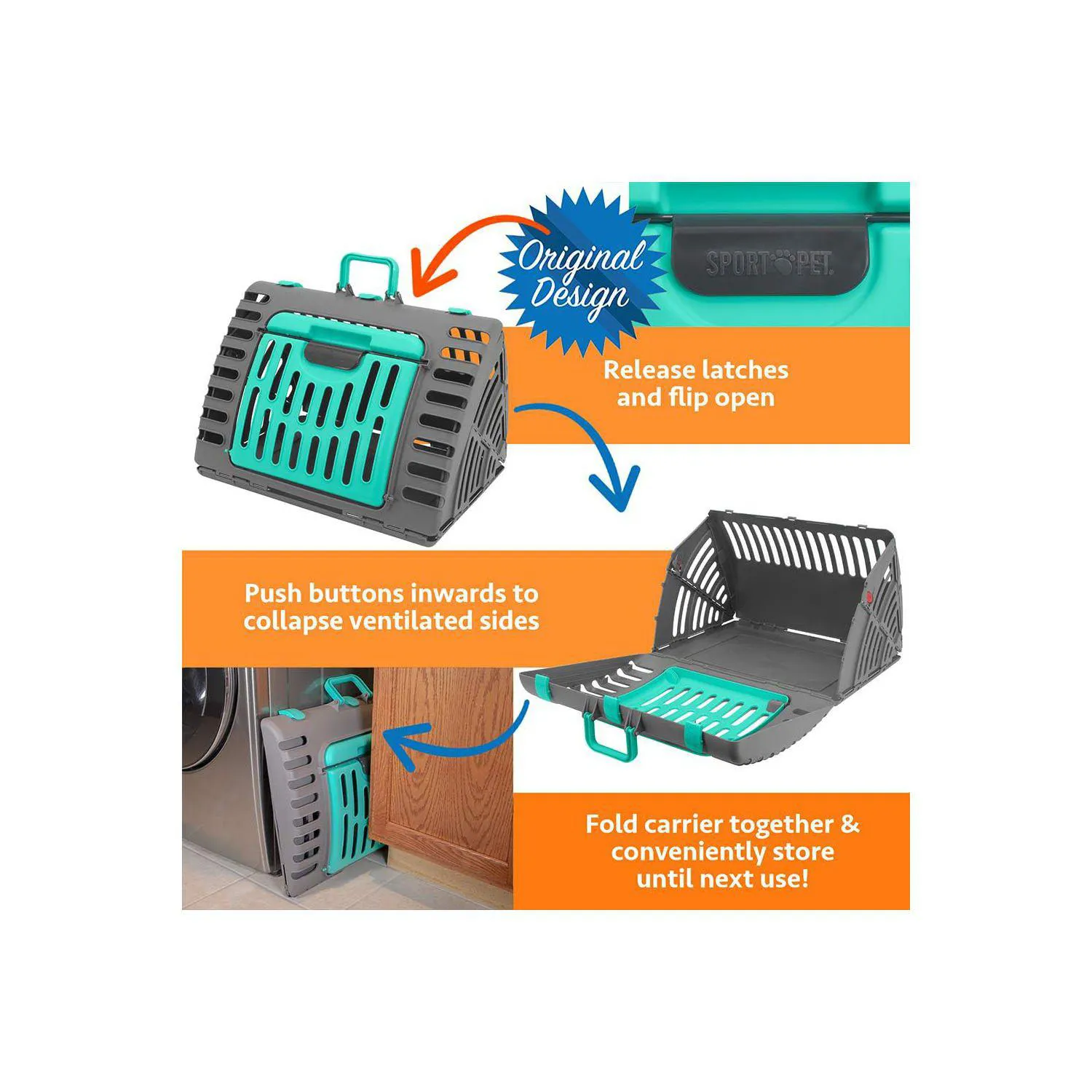 Guacal XL Plegable Para Mascotas SportPet Con Cama Impermeable Incluida