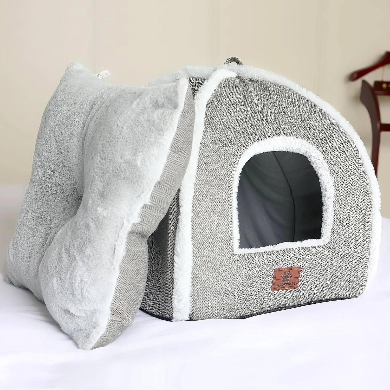 Cama Plegable Para Gatos Con Cojín Lavable Diseño Tipo Tienda De Campaña