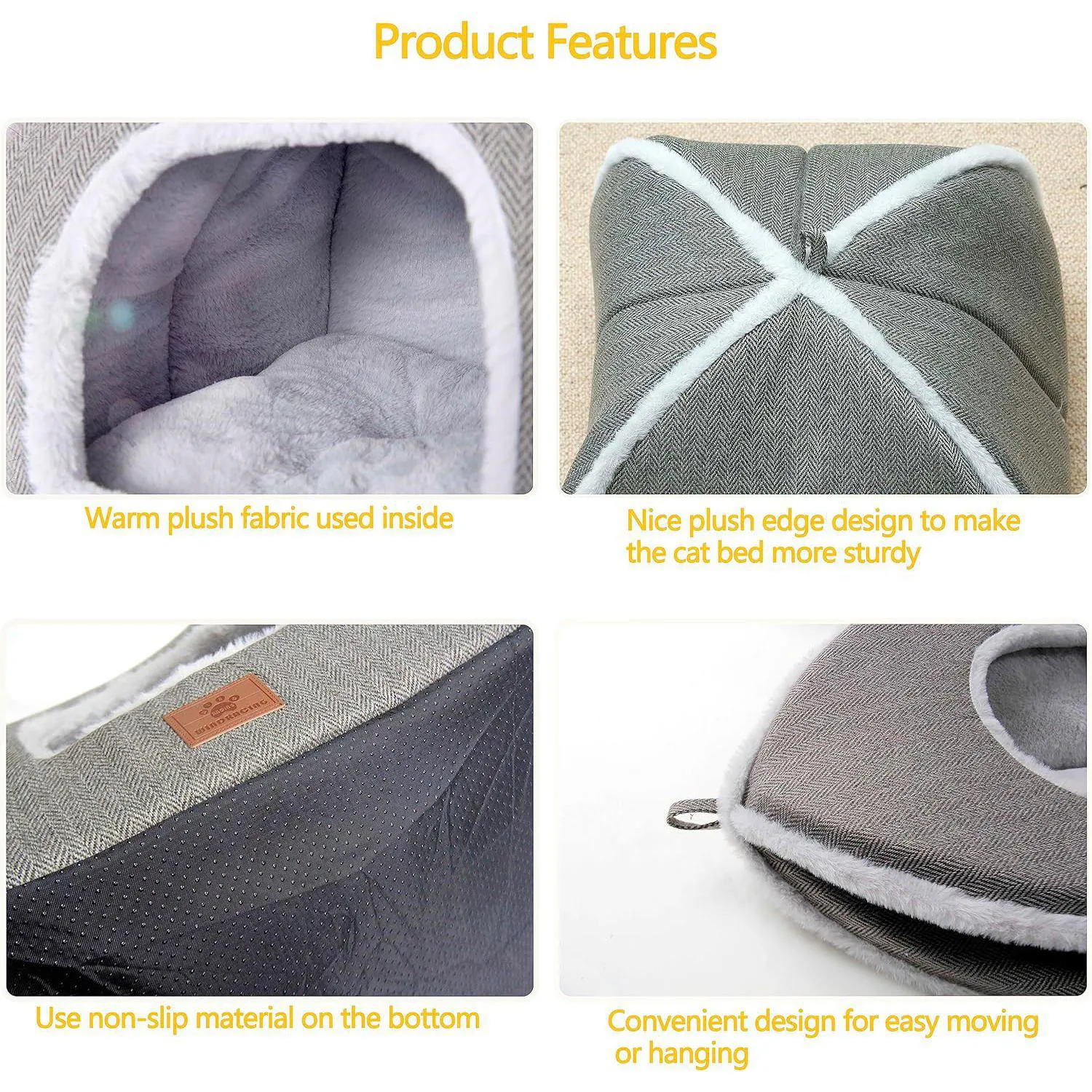 Cama Plegable Para Gatos Con Cojín Lavable Diseño Tipo Tienda De Campaña 5