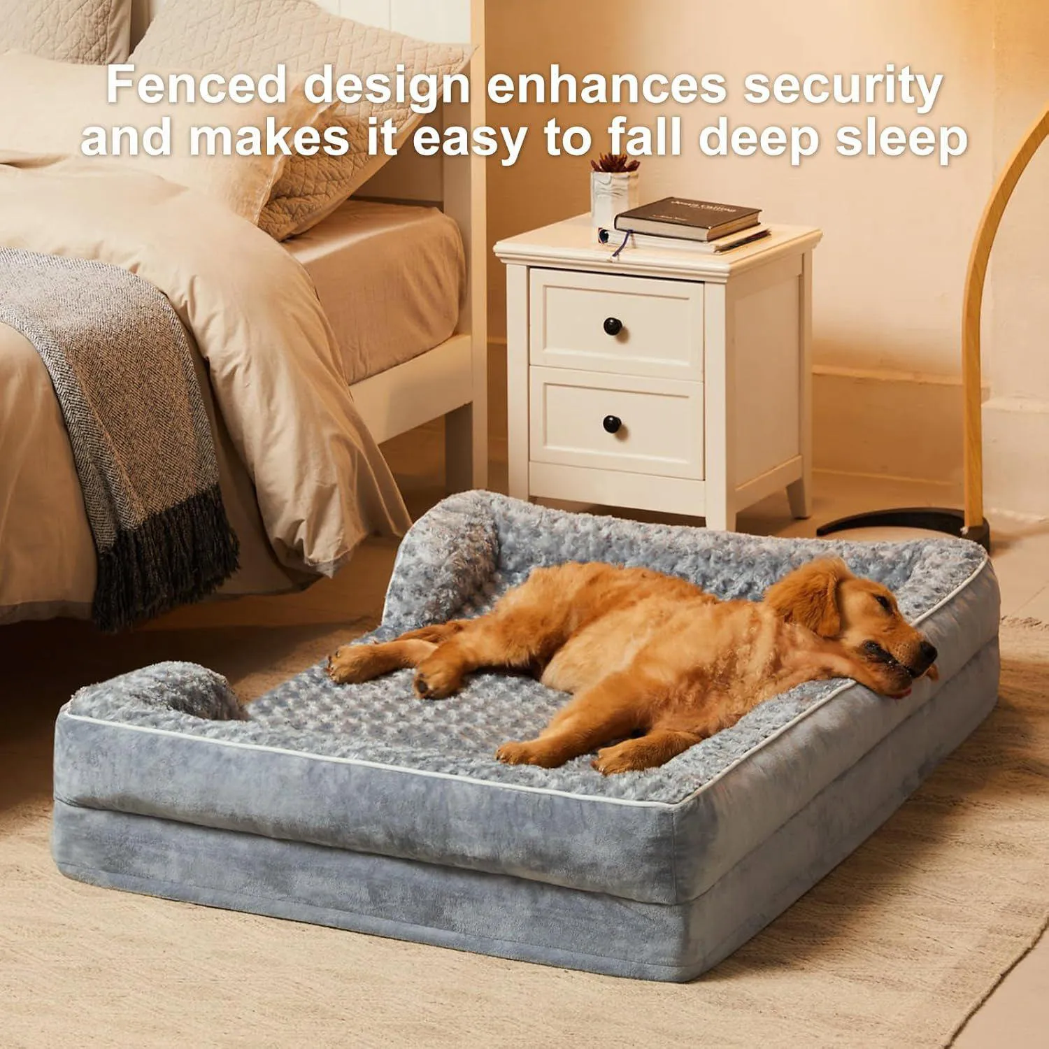 Cama Ortopédica Para Perros Medianos Con Sofá Antideslizante Y Funda Lavable 4