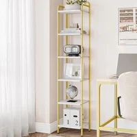 Estantería Hzuaneri De 6 Niveles Estrecha En Color Oro Blanco Para Espacios Pequeños