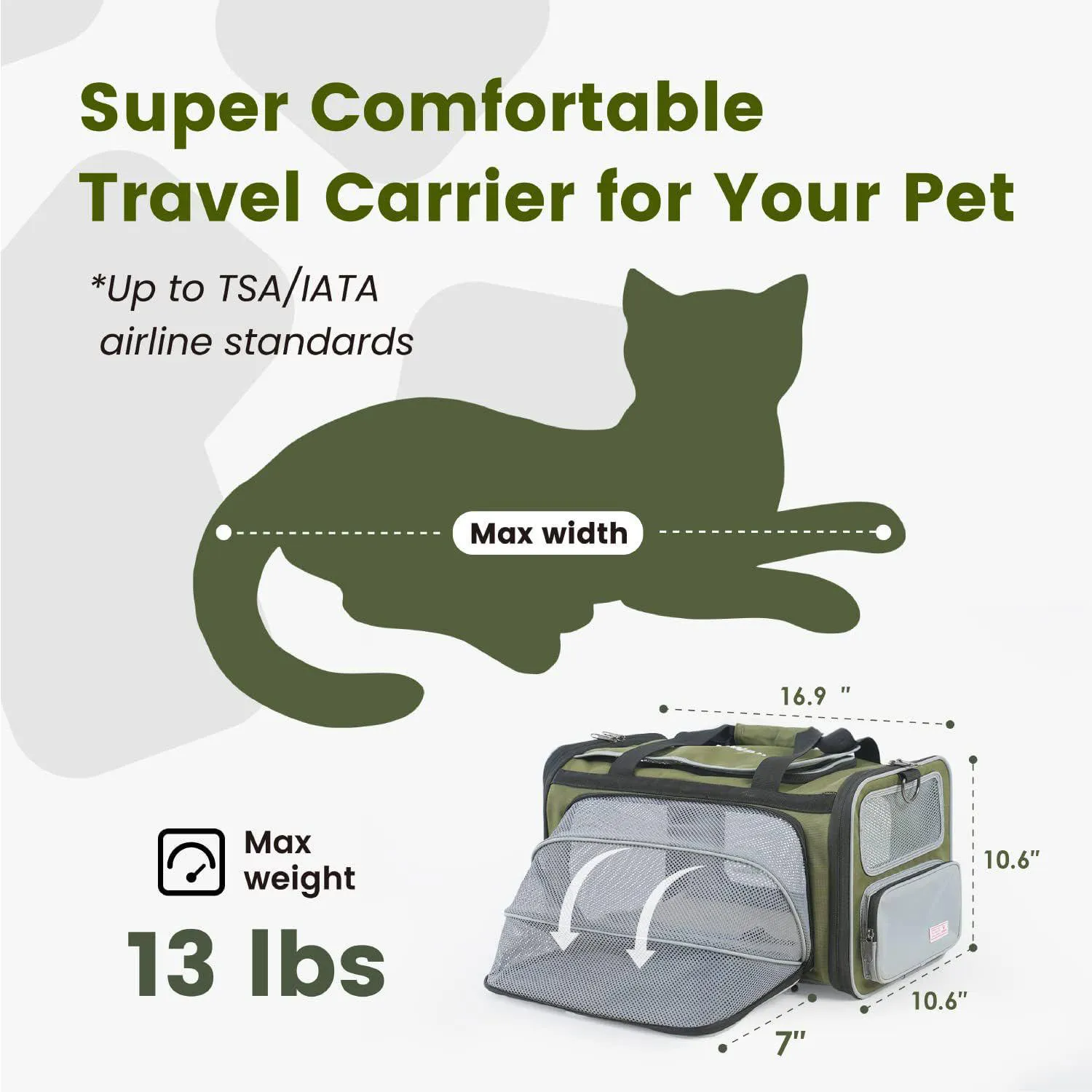 Guacal Plegable Aprobado por Aerolínea con Ampliación Lateral para Mascotas 4