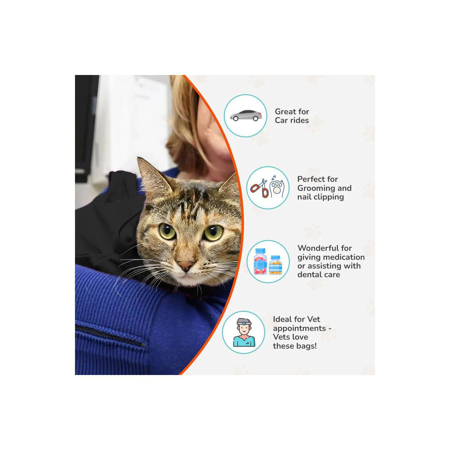Guacal Tipo Bolsa para Mascotas con Aberturas para Corte de Uñas y Baño