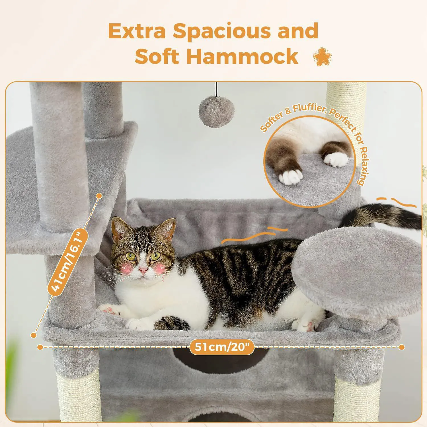 Gimnasio para Gatos PAWZ Road de 183 cm con Condominio y Hamaca 3
