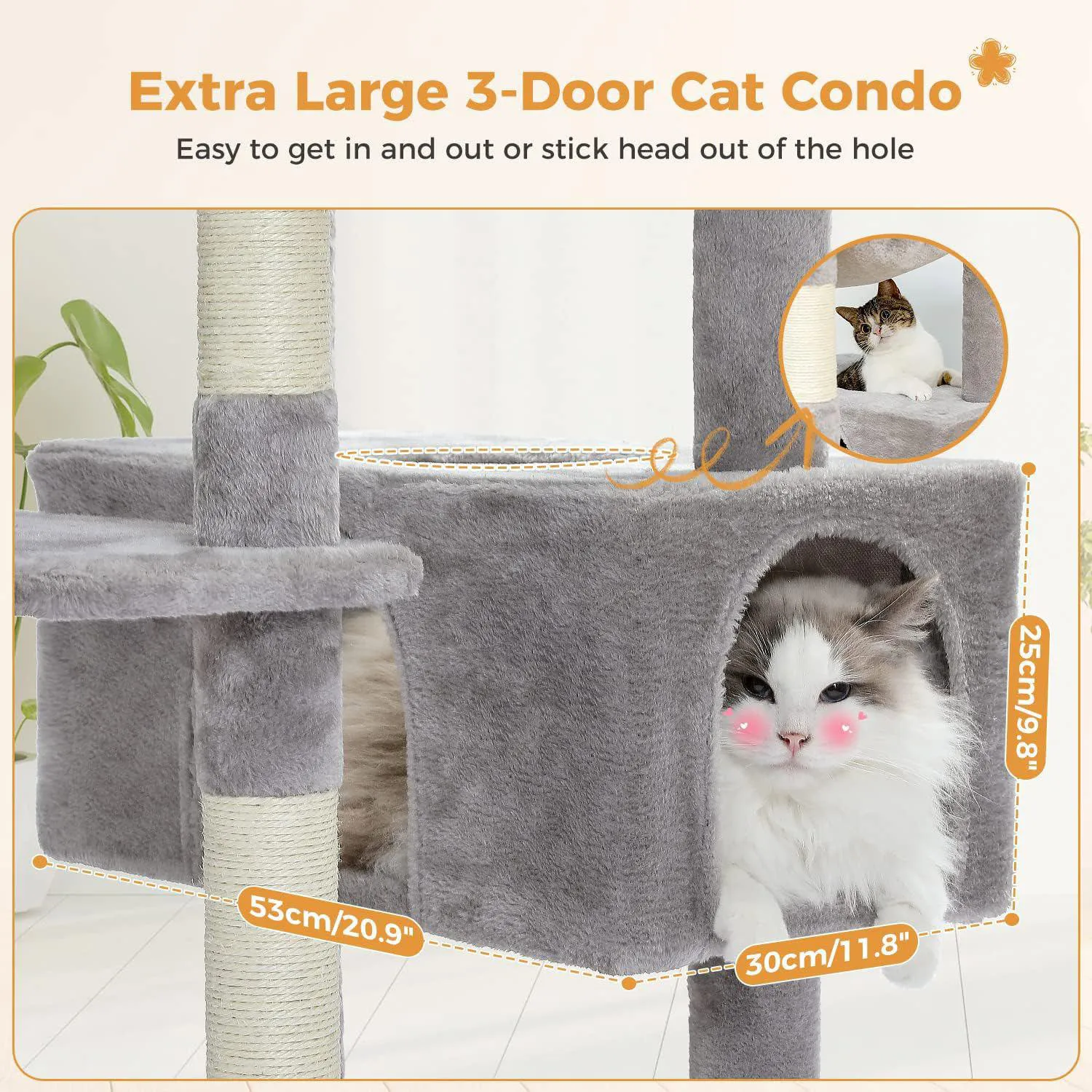 Gimnasio para Gatos PAWZ Road de 183 cm con Condominio y Hamaca 5