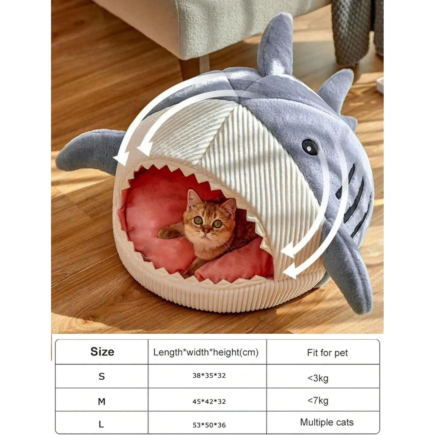 Cama Para Gatos En Forma De Tiburón 6