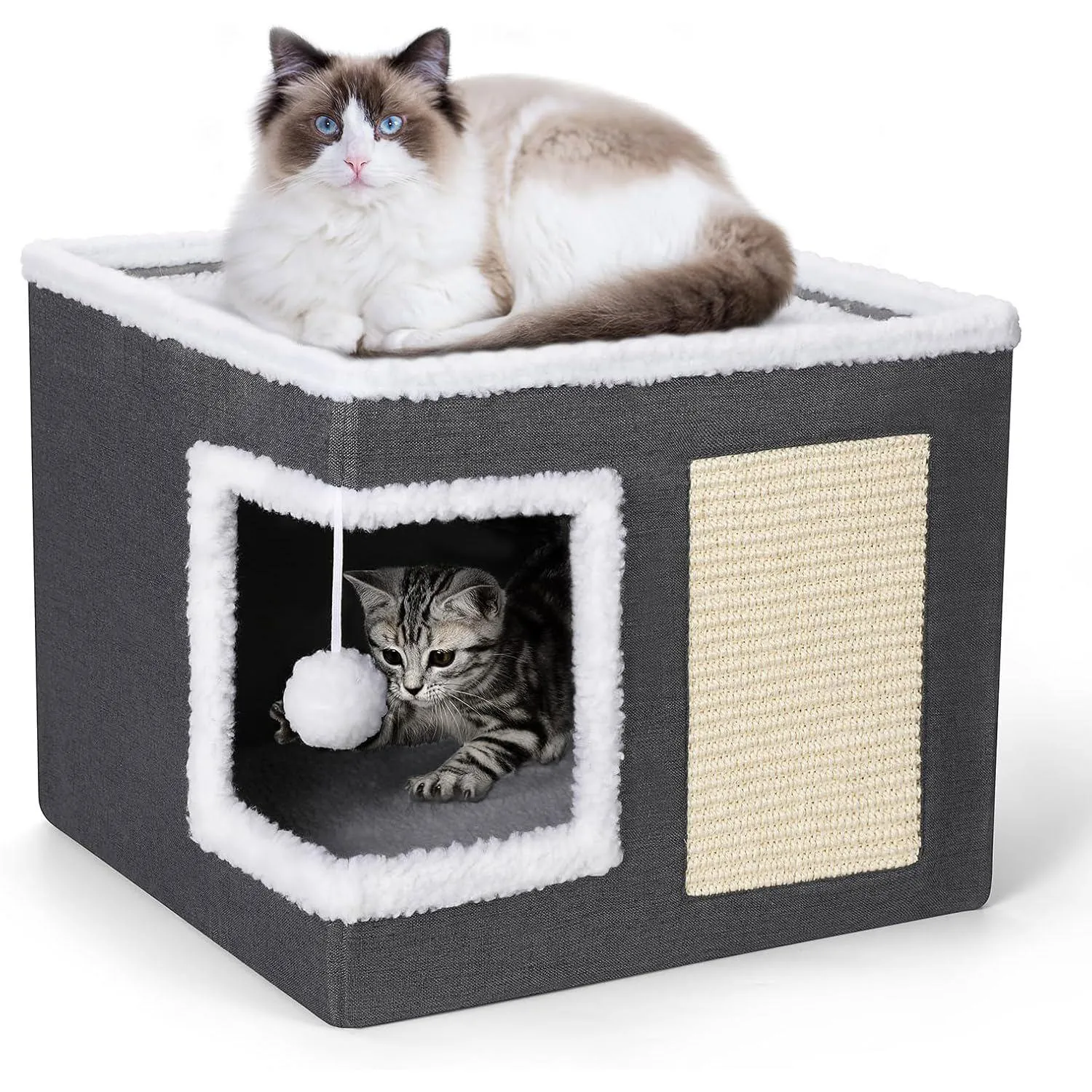 Cama Para Gatos Con Cojín Para Rascar Y Cubo Escondido