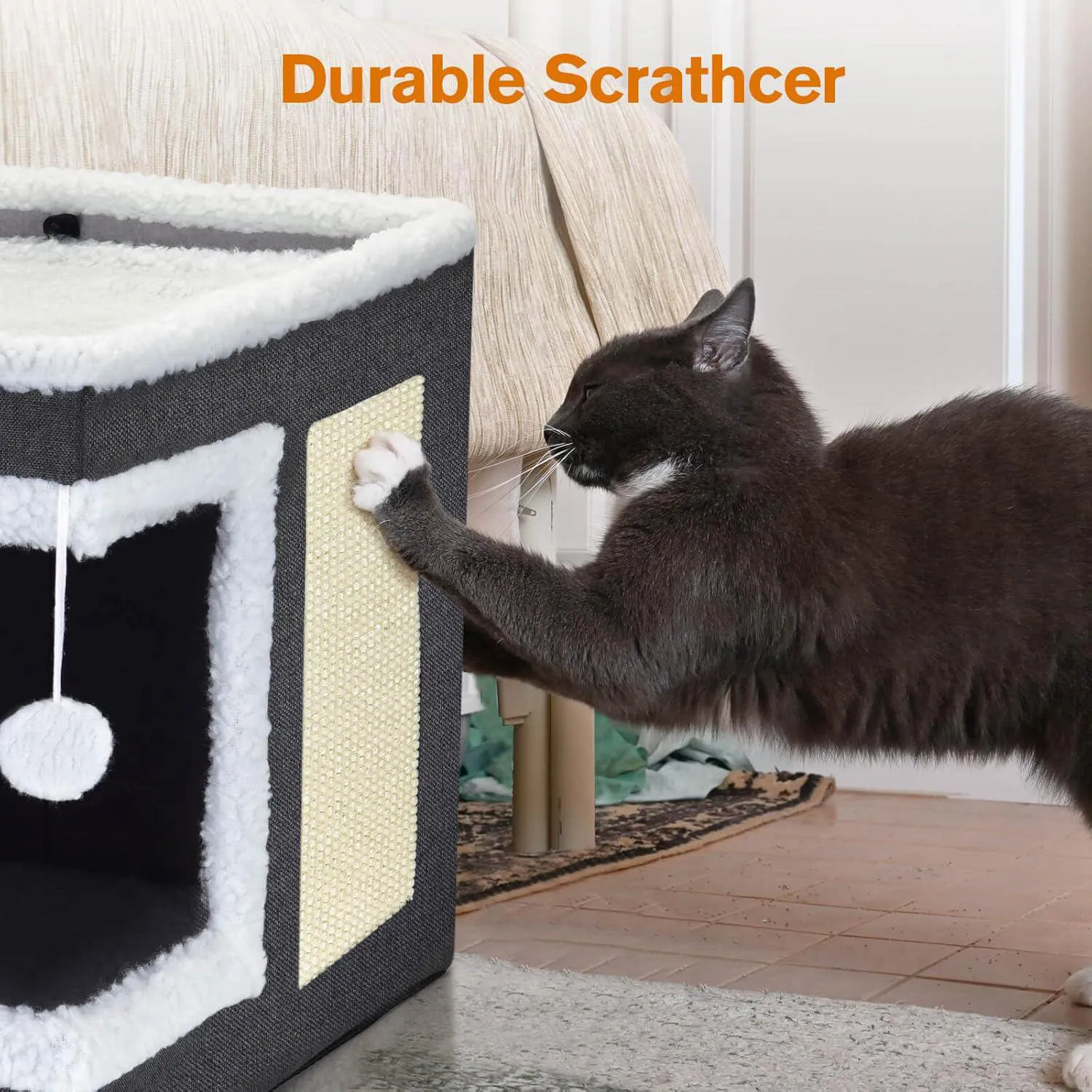Cama Para Gatos Con Cojín Para Rascar Y Cubo Escondido 5