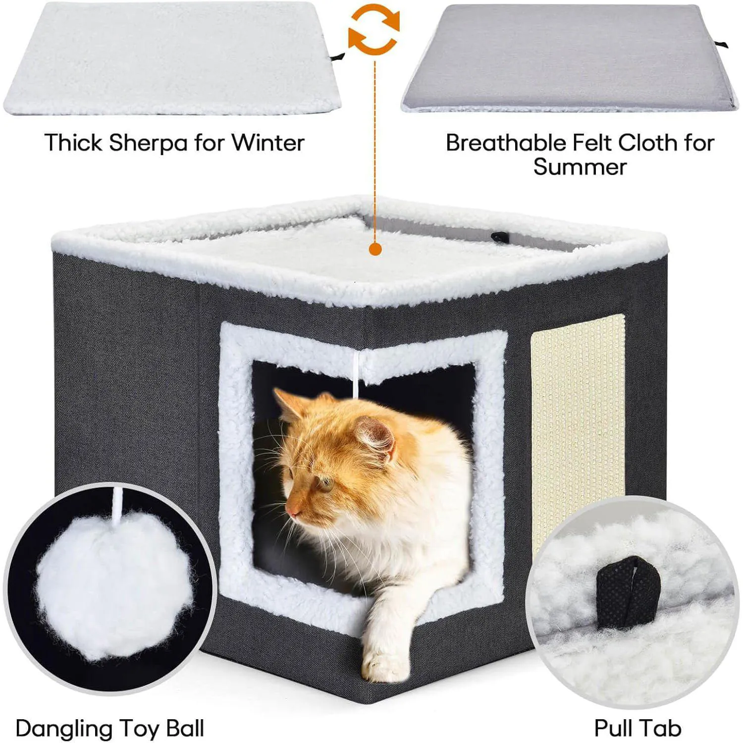 Cama Para Gatos Con Cojín Para Rascar Y Cubo Escondido 6