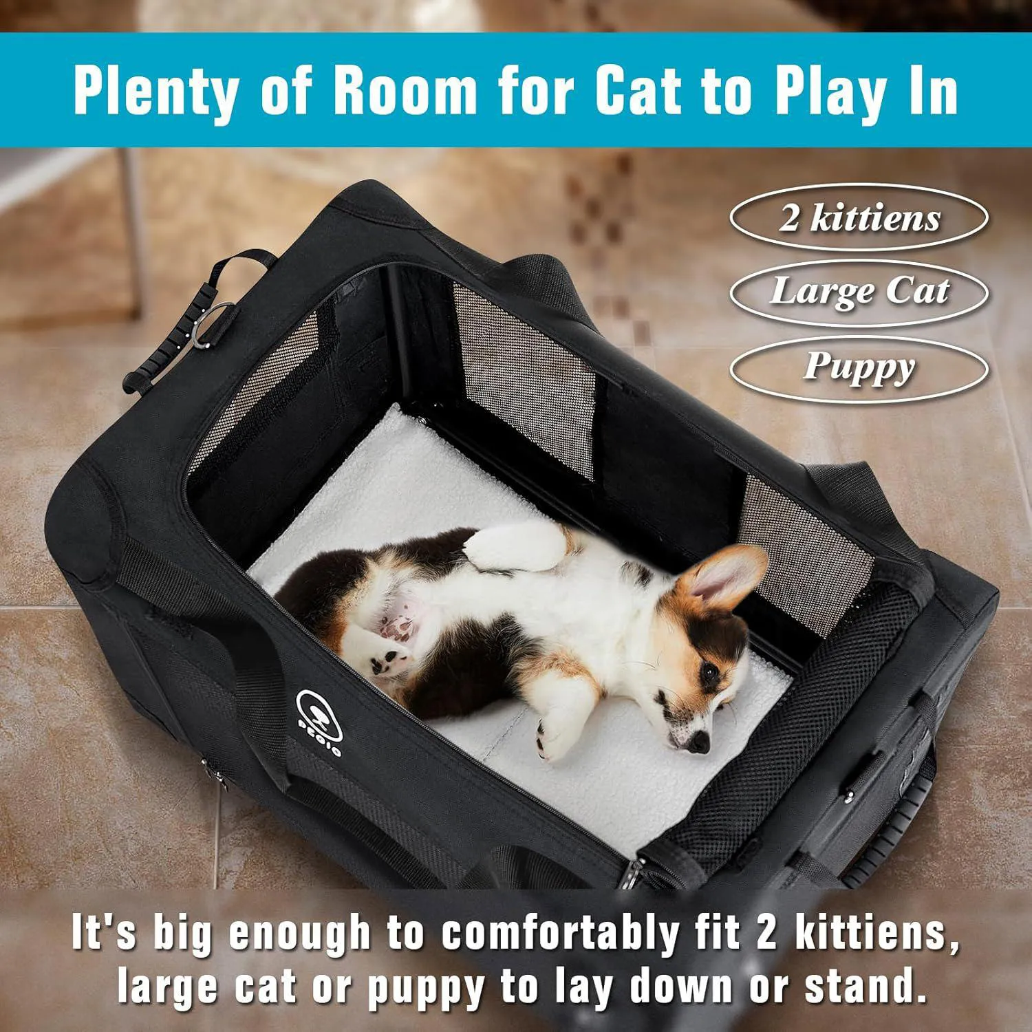 Guacal XL Para Gatos Y Perros Hasta 23 Kg Plegable Portátil Y Seguro