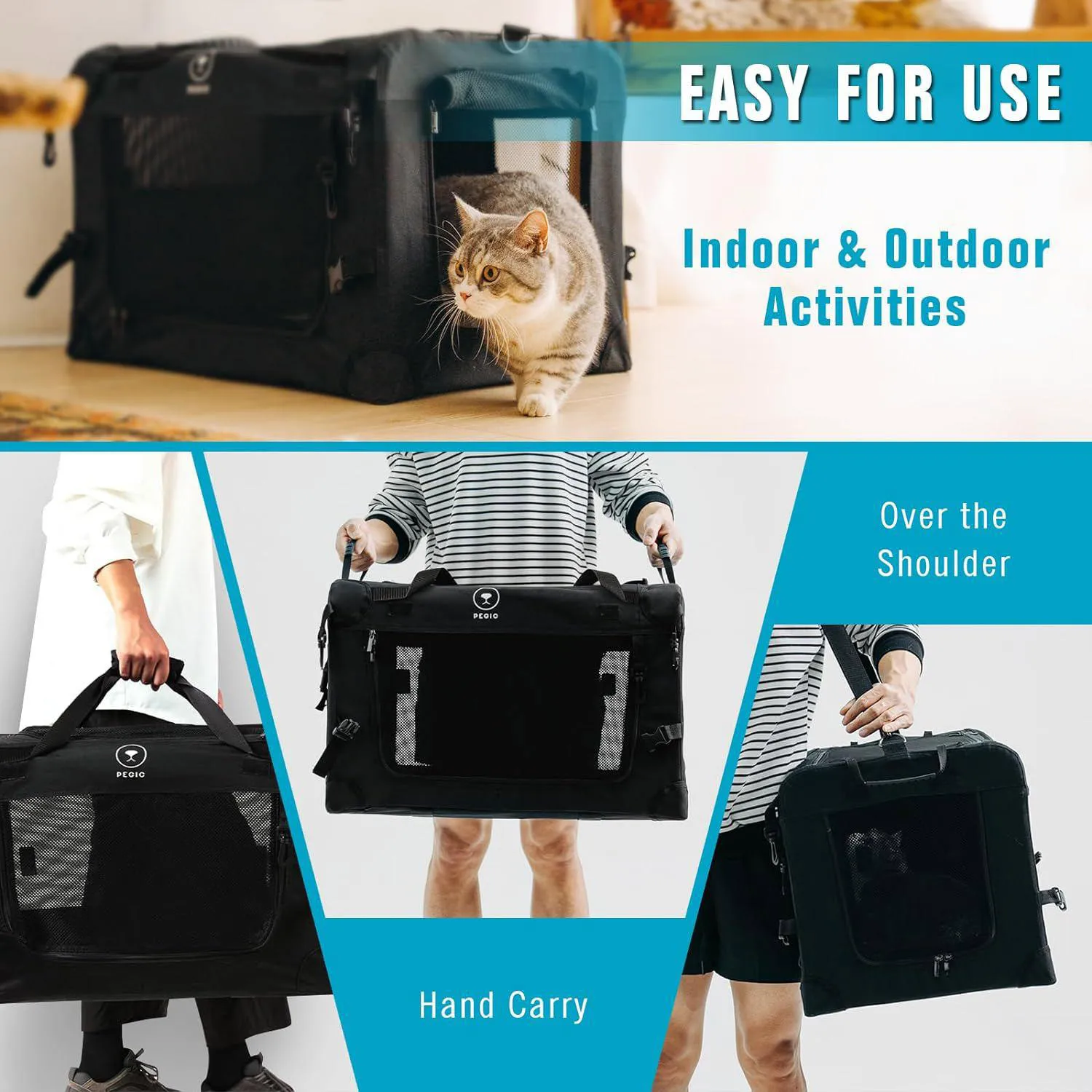 Guacal XL Para Gatos Y Perros Hasta 23 Kg Plegable Portátil Y Seguro 6